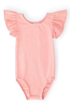 Peach S/S Flutter Sleeve Leotard