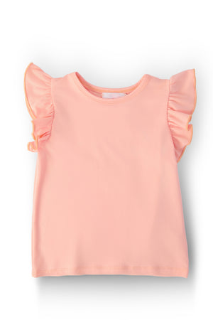 Peach S/S Ruffle Tee-Mila & Rose ®