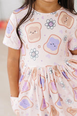 SALE Peanut Butter Jelly Time S/S Pocket Twirl Dress-Mila & Rose ®
