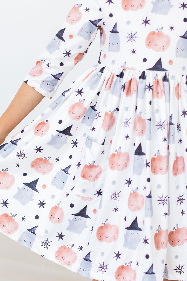 SALE Peek-a-Boo 3/4 Sleeve Pocket Twirl Dress-Mila & Rose ®