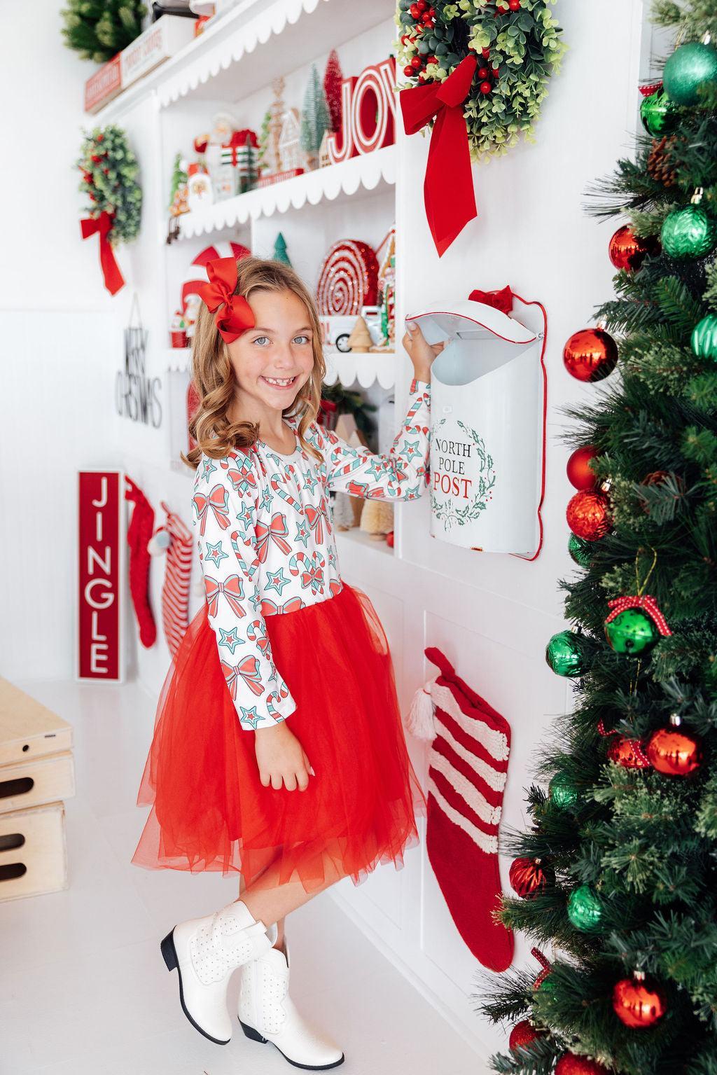 Peppermint Princess L/S Tutu Dress-Mila & Rose ®