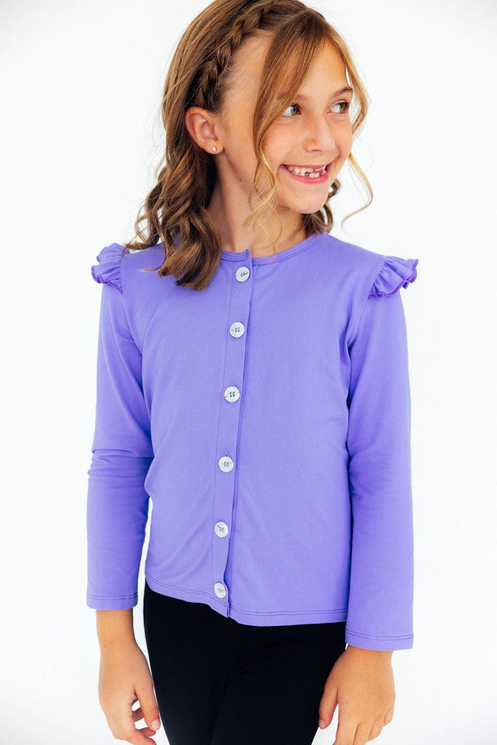 Periwinkle Ruffle Cardigan-Mila & Rose ®