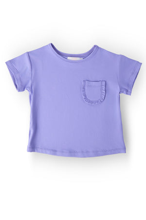 Periwinkle Ruffle Pocket Tee-Mila & Rose ®