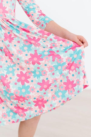 Petal Perfection 3/4 Sleeve Pocket Twirl Dress-Mila & Rose ®