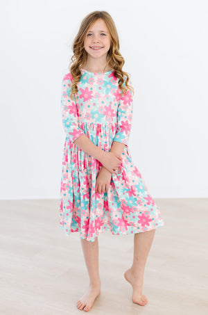 Petal Perfection 3/4 Sleeve Pocket Twirl Dress-Mila & Rose ®