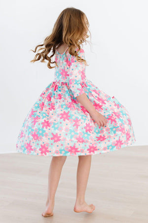 Petal Perfection 3/4 Sleeve Pocket Twirl Dress-Mila & Rose ®