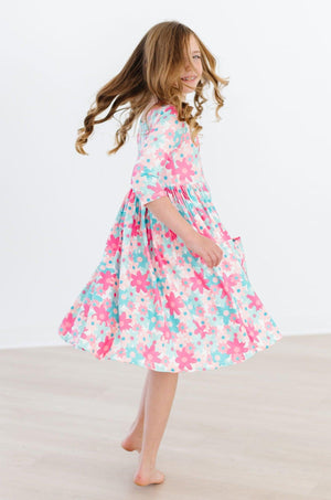 Petal Perfection 3/4 Sleeve Pocket Twirl Dress-Mila & Rose ®