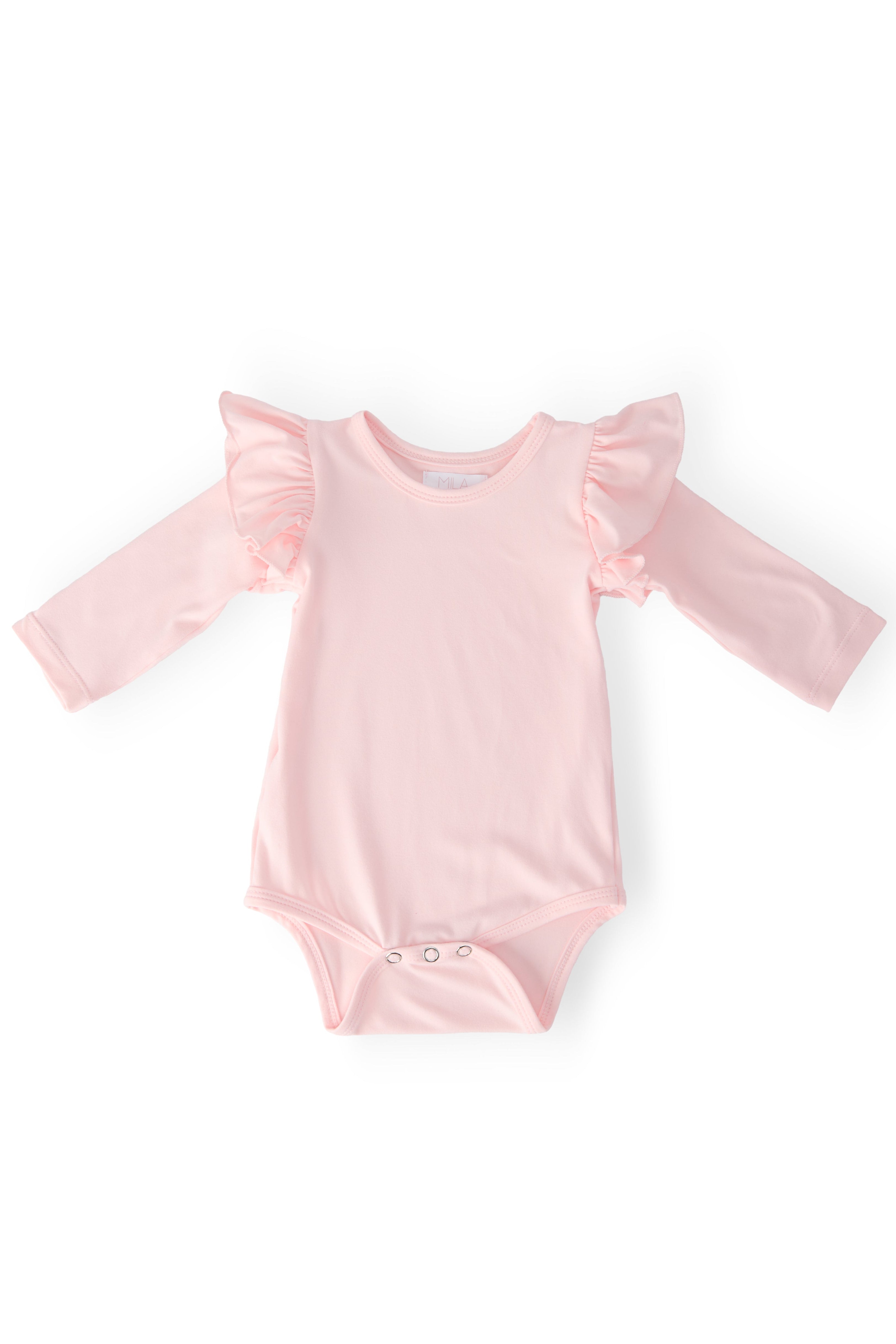 Petal Pink L/S Flutter Bodysuit-Mila & Rose ®