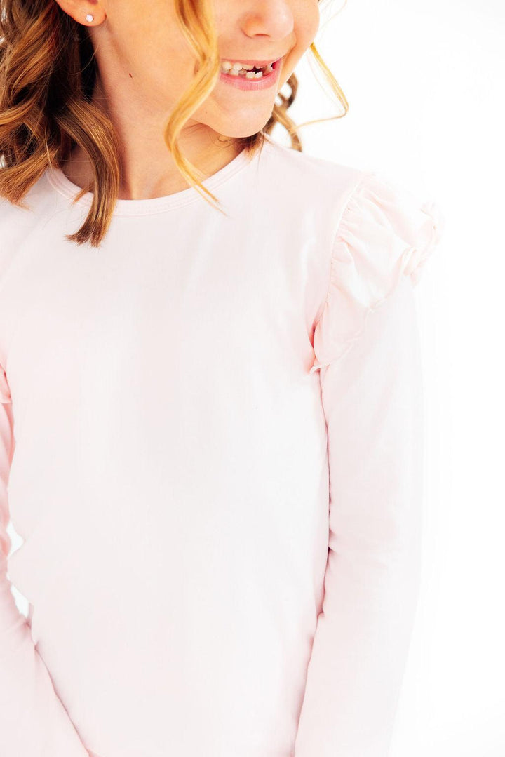Petal Pink L/S Ruffle Tee-Mila & Rose ®