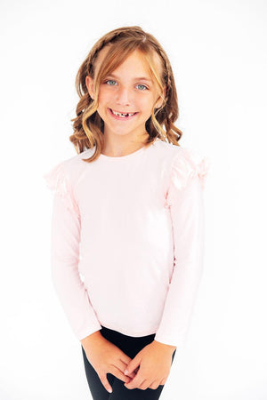 Petal Pink L/S Ruffle Tee-Mila & Rose ®