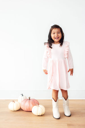 Petal Pink L/S Ruffle Twirl Dress-Mila & Rose ®