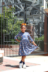 Auburn Plaid Aubie 3/4 Sleeve Pocket Twirl Dress-Mila & Rose ®