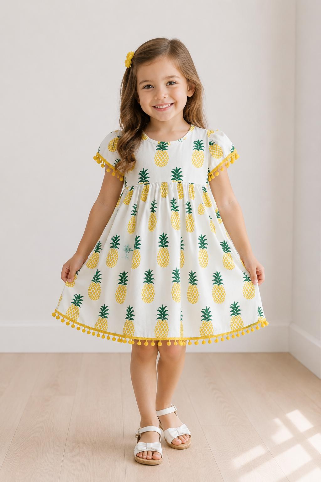 Pineapple Pom Pom Dress-Mila & Rose ®
