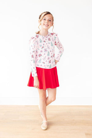 Pink Christmas L/S Ruffle Tee-Mila & Rose ®