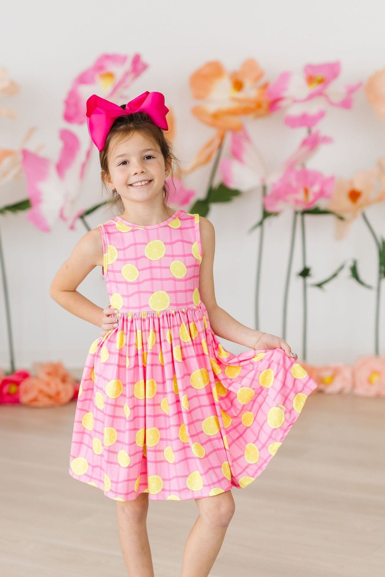 Girls' Pink Lemonade Tank Twirl Dress Size: 7/8 By Mila & Rose Girls' Pink Lemonade Tank Twirl Dress Size: 7/8 By Mila & Rose