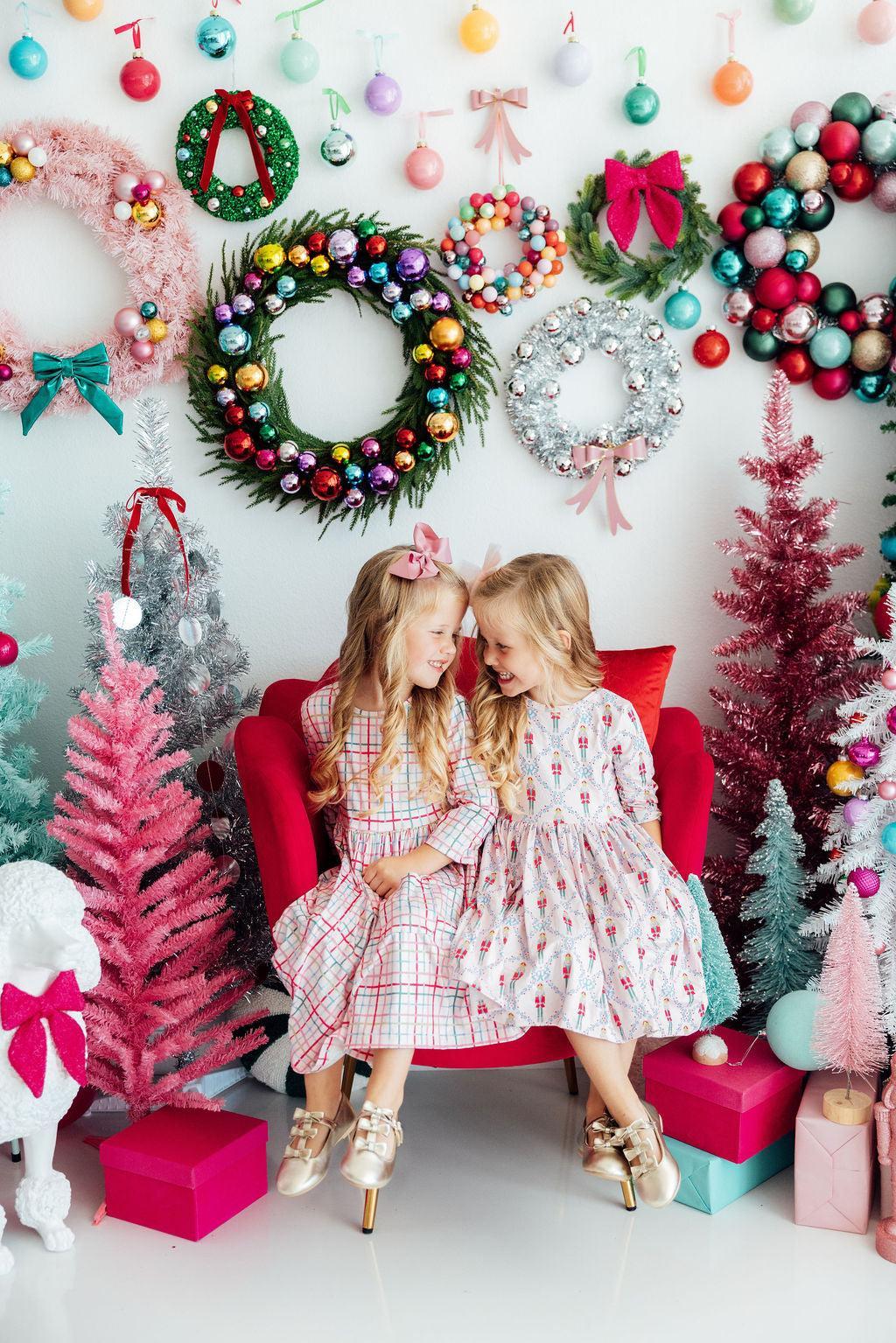 Pink Nutcracker 3/4 Sleeve Pocket Twirl Dress-Mila & Rose ®