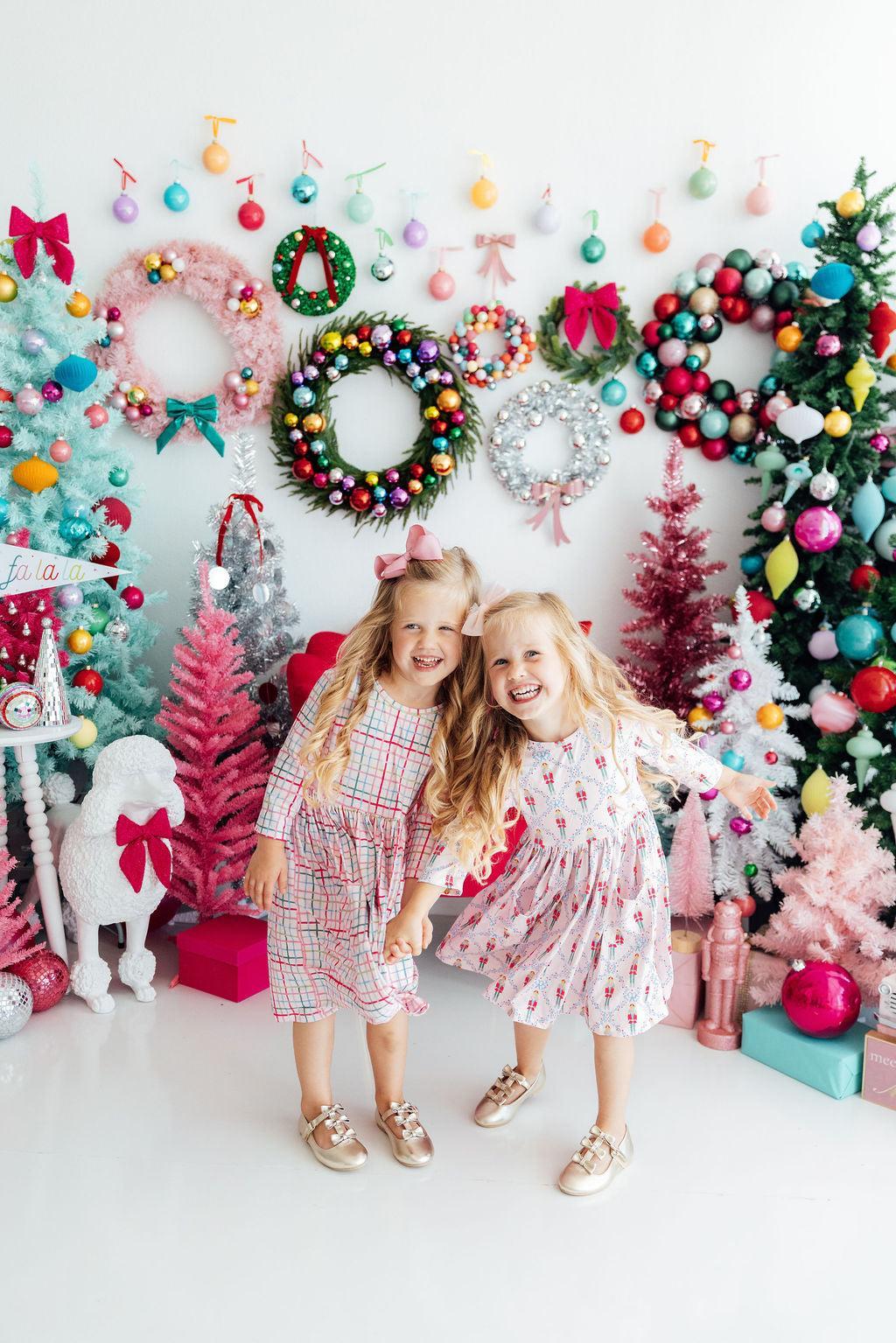 Girls' Pink Nutcracker 3/4 Sleeve Pocket Twirl Dress Size: 12-24m By Mila & Rose Girls' Pink Nutcracker 3/4 Sleeve Pocket Twirl Dress Size: 12-24m By Mila & Rose