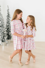 Pink Nutcracker 3/4 Sleeve Pocket Twirl Dress-Mila & Rose ®
