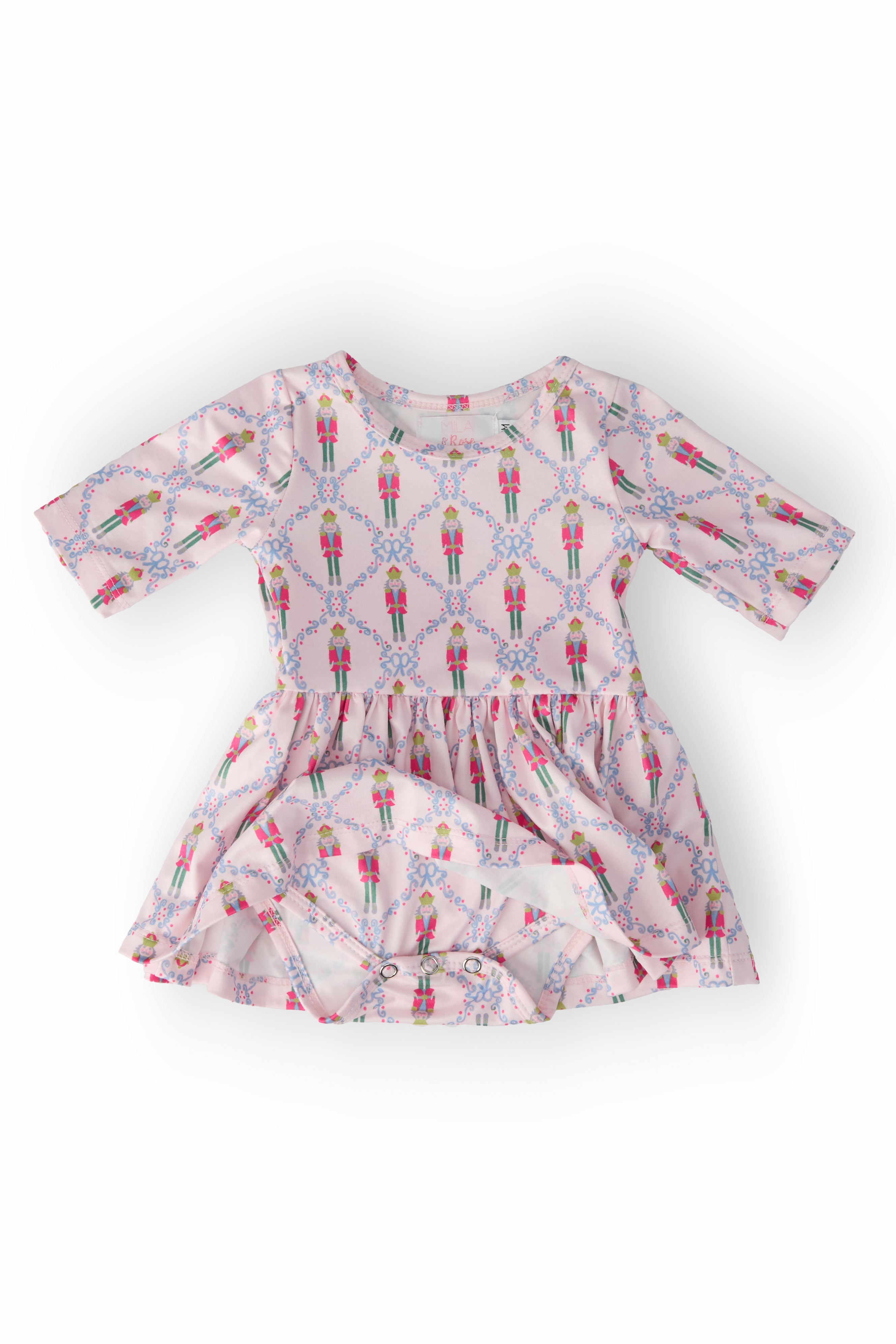 Pink Nutcracker 3/4 Sleeve Twirl Bodysuit-Mila & Rose ®