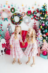 Pink Plaid 3/4 Sleeve Pocket Twirl Dress-Mila & Rose ®