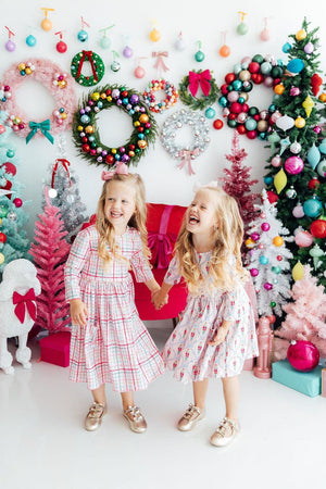 Pink Plaid 3/4 Sleeve Pocket Twirl Dress-Mila & Rose ®