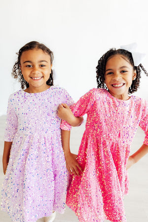 Pink Velvet Sequin Dress-Mila & Rose ®