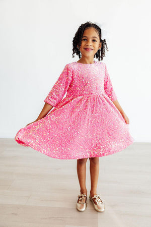 Pink Velvet Sequin Dress-Mila & Rose ®