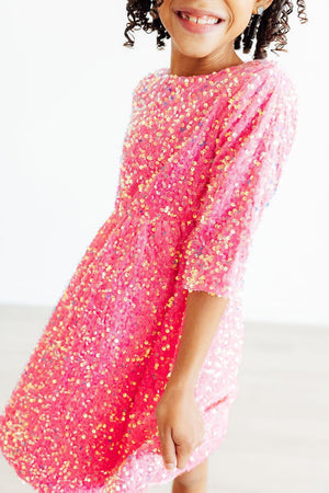 Pink Velvet Sequin Dress-Mila & Rose ®