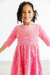 Pink Velvet Sequin Dress-Mila & Rose ®