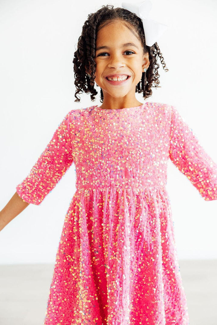 Pink Velvet Sequin Dress-Mila & Rose ®