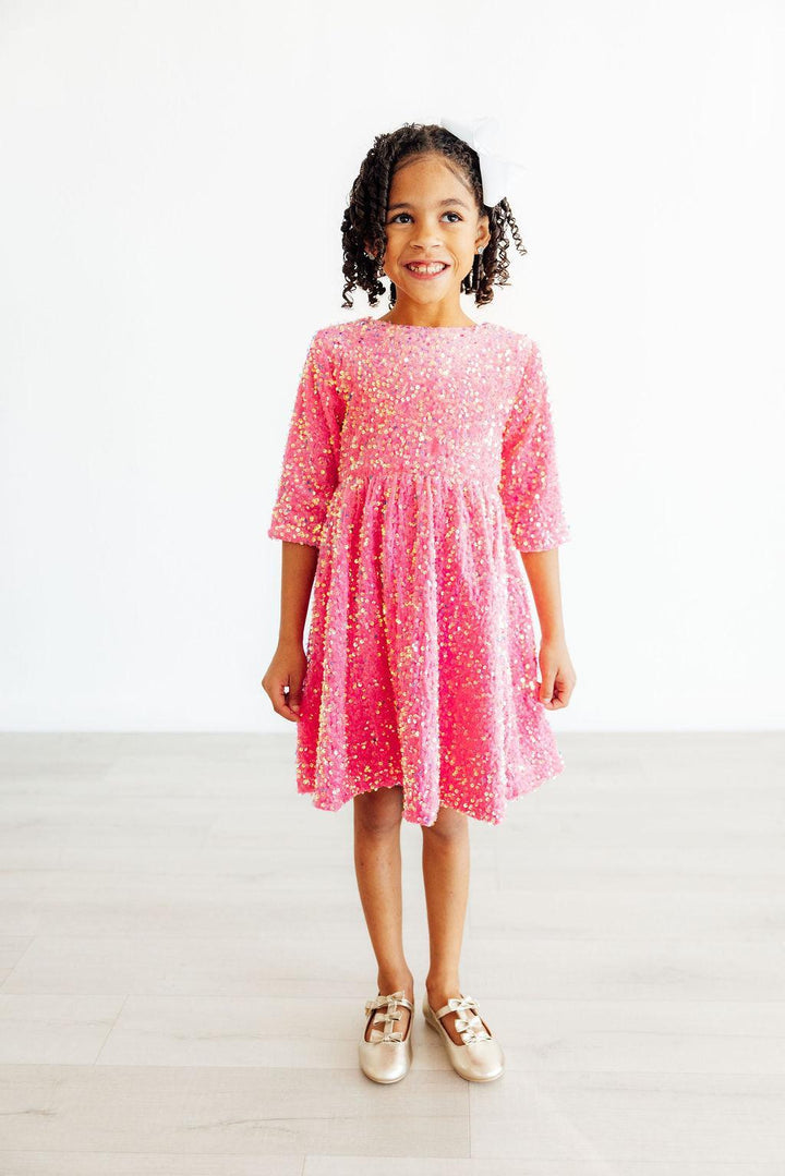 Pink Velvet Sequin Dress-Mila & Rose ®