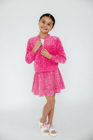 Pink Velvet Sequin Twirl Skort-Mila & Rose ®