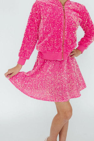 Pink Velvet Sequin Twirl Skort-Mila & Rose ®
