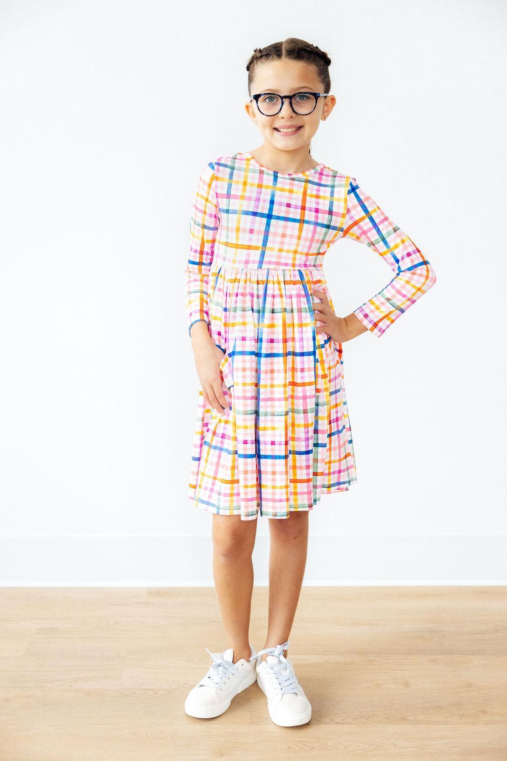 Plaid About You L/S Pocket Twirl Dress-Mila & Rose ®