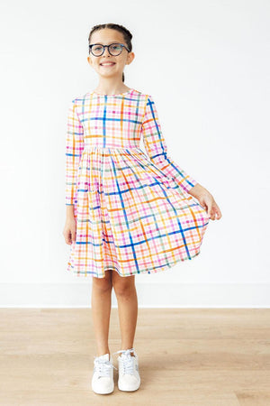 Plaid About You L/S Pocket Twirl Dress-Mila & Rose ®