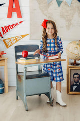 Plaid Apples L/S Pocket Twirl Dress-Mila & Rose ®