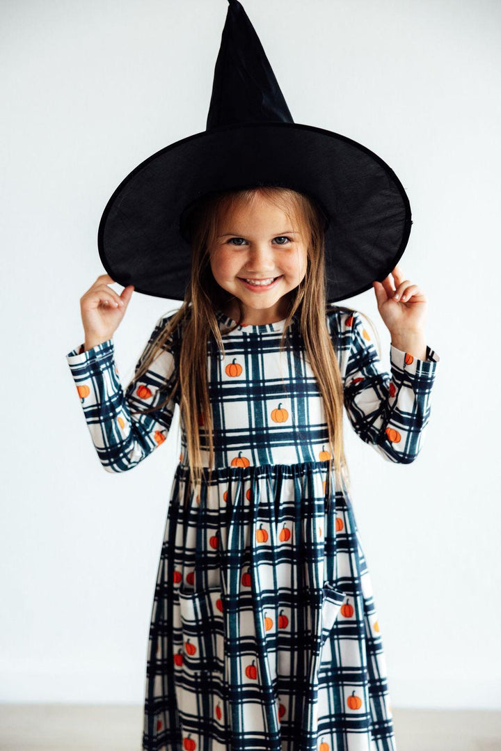 Plaid Pumpkins L/S Pocket Twirl Dress-Mila & Rose ®
