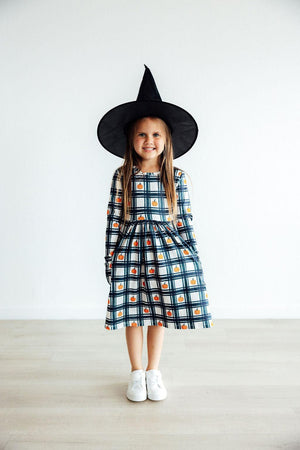 Plaid Pumpkins L/S Pocket Twirl Dress-Mila & Rose ®