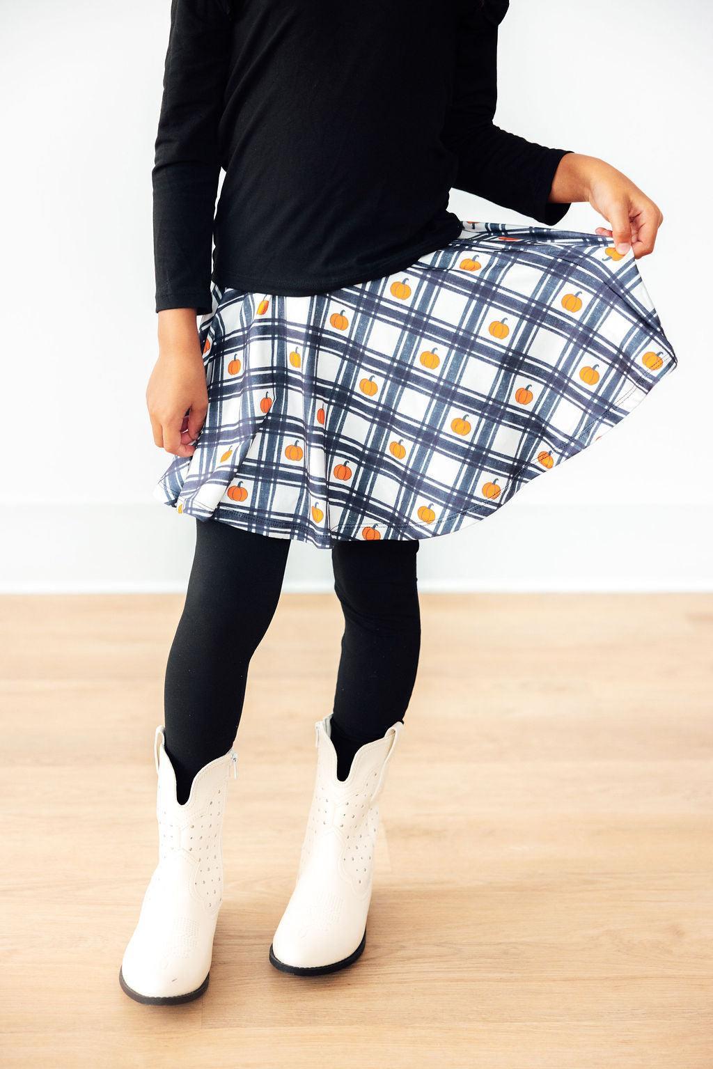 Plaid Pumpkins Twirl Skegging-Mila & Rose ®