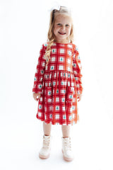 Plaid Trees L/S Pocket Twirl Dress-Mila & Rose ®