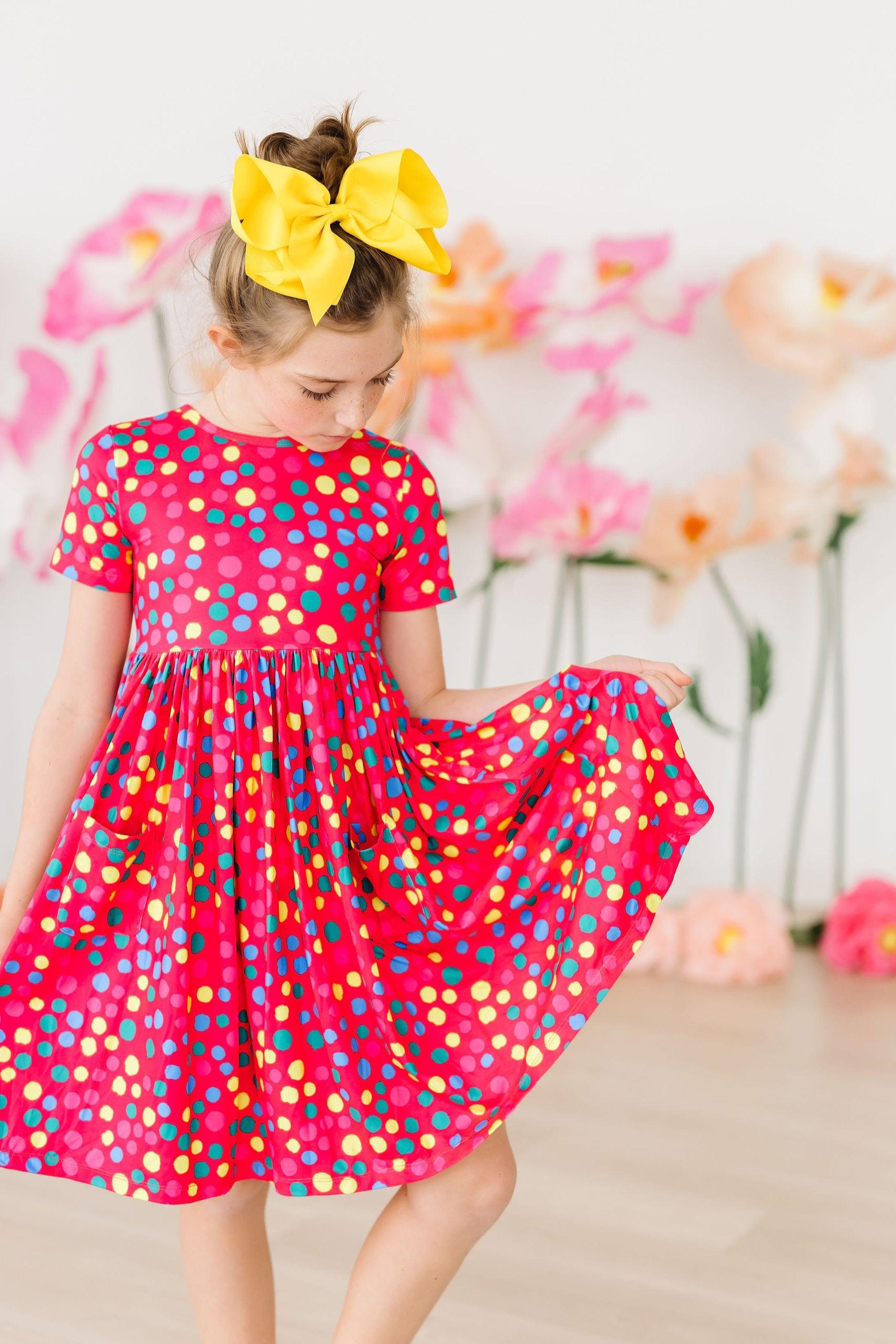 Girls' Polka Dot Party Pocket Twirl Dress Size: 4T Toddler By Mila & Rose Girls' Polka Dot Party Pocket Twirl Dress Size: 4T Toddler By Mila & Rose