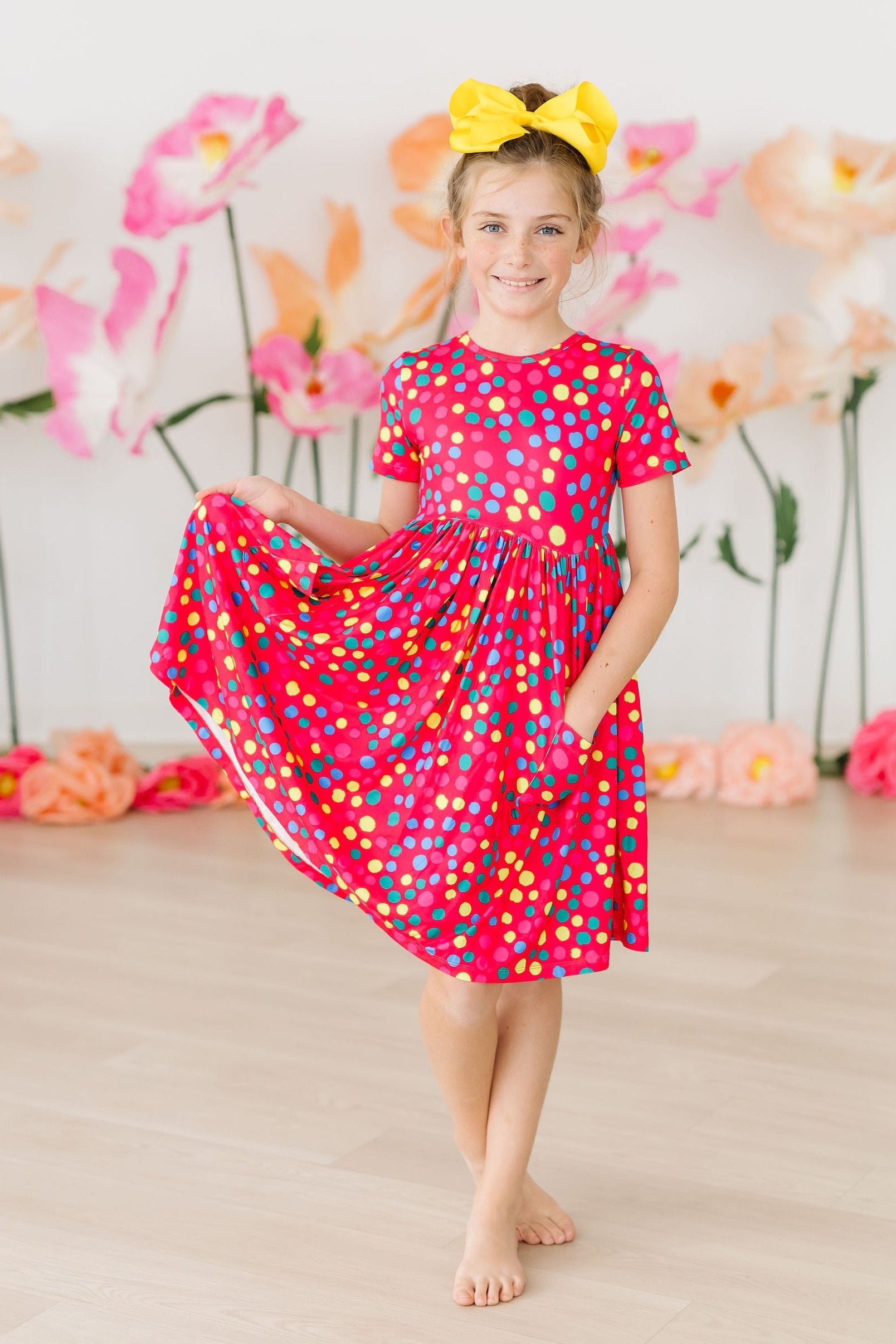 Girls' Polka Dot Party Pocket Twirl Dress Size: 4T Toddler By Mila & Rose