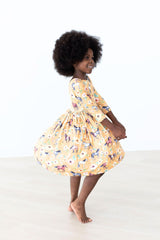 Ponies & Poppies 3/4 Sleeve Pocket Twirl Dress-Mila & Rose ®