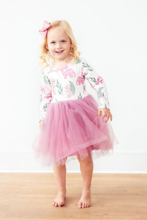 Prehistoric Pink L/S Tutu Dress-Mila & Rose ®