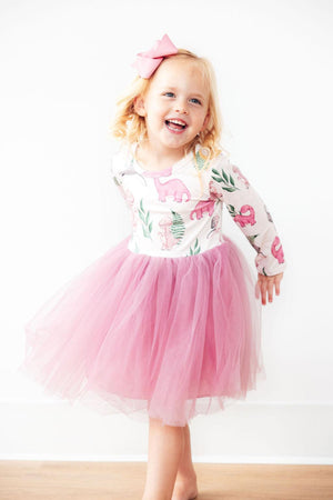 Prehistoric Pink L/S Tutu Dress-Mila & Rose ®
