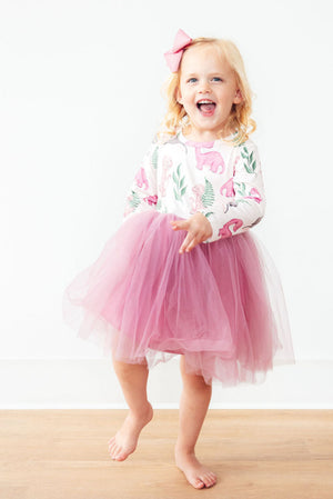 Prehistoric Pink L/S Tutu Dress-Mila & Rose ®