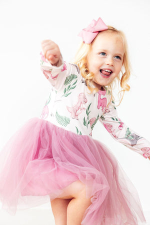 Prehistoric Pink L/S Tutu Dress-Mila & Rose ®