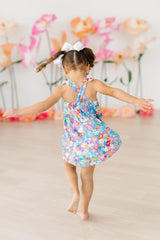 Preppy Floral Ruffle Cross Back Dress-Mila & Rose ®
