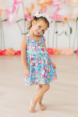 Preppy Floral Ruffle Cross Back Dress-Mila & Rose ®