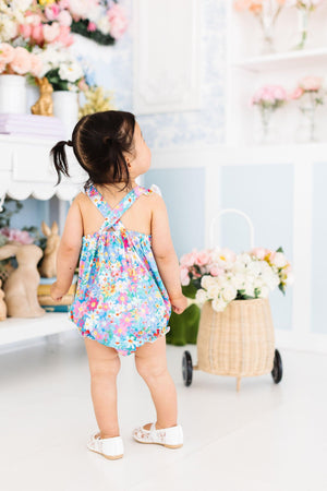 Preppy Floral Ruffle Cross Back Romper-Mila & Rose ®